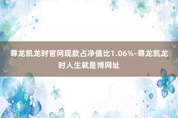 尊龙凯龙时官网现款占净值比1.06%-尊龙凯龙时人生就是博网址