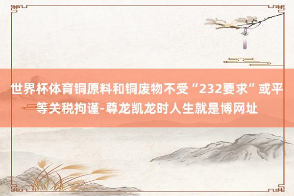 世界杯体育铜原料和铜废物不受“232要求”或平等关税拘谨-尊龙凯龙时人生就是博网址