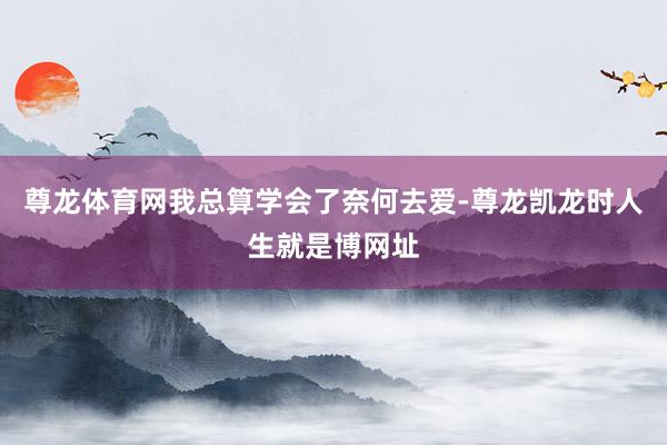 尊龙体育网我总算学会了奈何去爱-尊龙凯龙时人生就是博网址