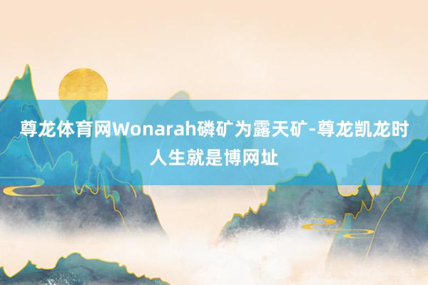 尊龙体育网Wonarah磷矿为露天矿-尊龙凯龙时人生就是博网址