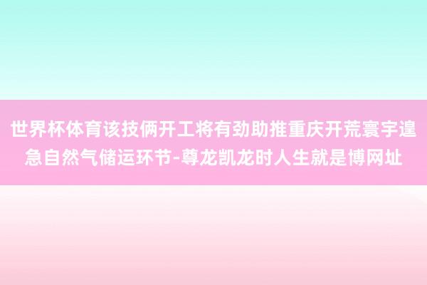 世界杯体育该技俩开工将有劲助推重庆开荒寰宇遑急自然气储运环节-尊龙凯龙时人生就是博网址