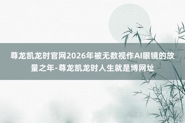 尊龙凯龙时官网2026年被无数视作AI眼镜的放量之年-尊龙凯龙时人生就是博网址
